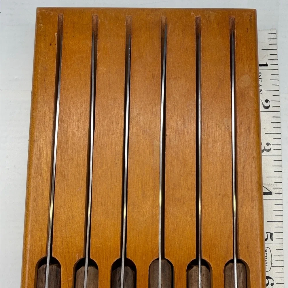 Vintage Wooden Handle Stainless Steel Knife Set